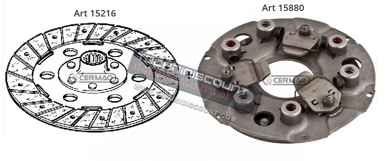 Disque Embrayage Ø160mm 15216 PASQUALI 930.1020 + Mécanisme 15880 / PASQUALI 904 motoculteur /  Ø160x108x3.50 10 cannelures Ø29.5xØ23mm