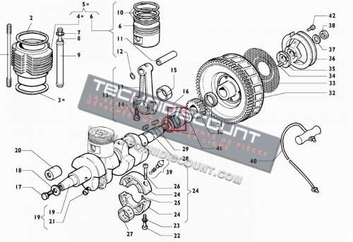 Coussinet ligne MD150 MD170 MD190 MD85.0 MD85.1 MD95.0 MD95.1 RUGGERINI 25LD330-2 LOMBARDINI (Coté volant / Coté distribution) 310R077 / FIN077MB_STD