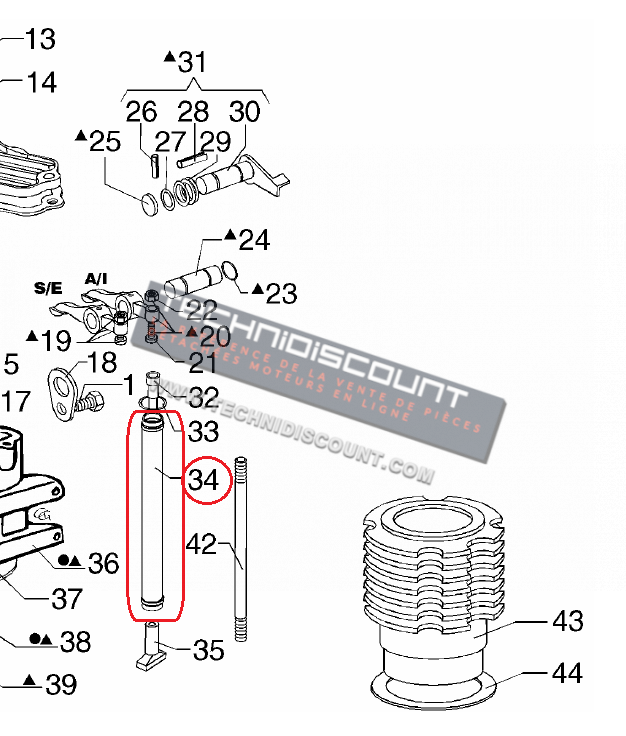 Tube tige culbuteur RF120 RF140 RUGGERINI ED00940R0140-S