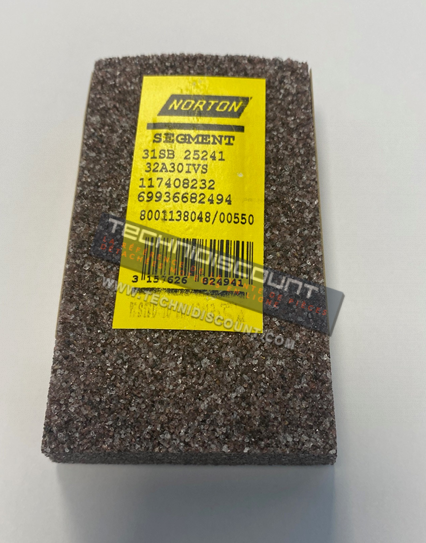 Segment / Pierre abrasive pour culasse alu avec prechambre en acier 100x65 - BERCO U820122001 - NORTON 31SB 25241 ; 32A30IVS ; 117408232 ; 69936682494 ; 8001138048 / 00550 ; 3 157626 824941