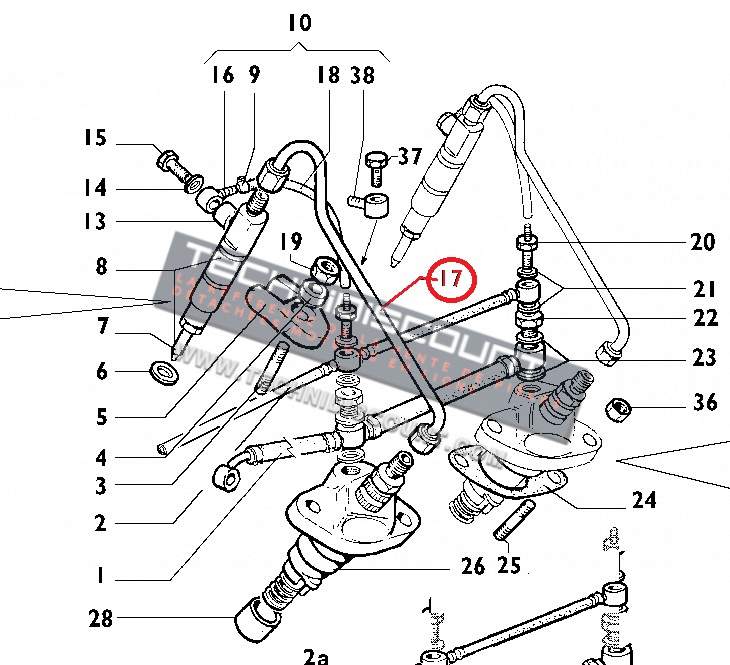 Tube combustible,  injecteur / pompe injection RUGGERINI MD150 MD151 LOMBARDINI 25LD330-2 ED00ED0093766170-S Ex. 944R.067 / ED00944R0670-S