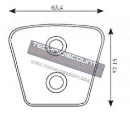Plaquette sintérisé pour disque embrayage - dimensions 63,4 x 57,15 (avec rivets) CERMAG 15448 (3,60mm) ou 15449 (4,00mm)
