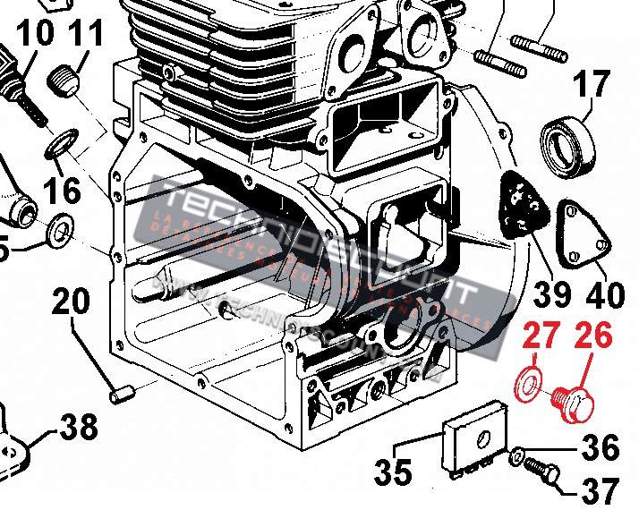 Bouchon vidange avec joint IM250 IM300 IM350 IM359 LOMBARDINI 90.8980.010 / ED0089800100-S + 4350.006 / ED0043500060-S