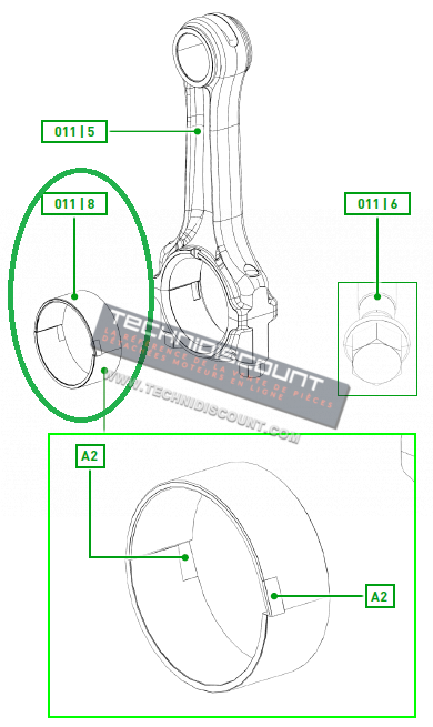 Coussinet bielle1640152 LOMBARDINI 15LD400 15LD440 KD400 KD420 KD440 nouveau modèle  (n° > 4513101462) KOHLER ED0016401520-S