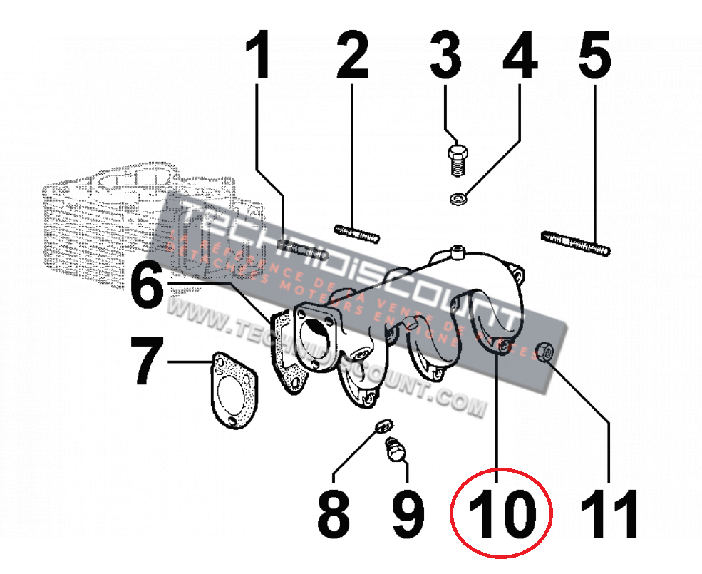 Collecteur admission LOMBARDINI 2486043 KOHLER ED0024860430-S / Moteur LOMBARDINI 11LD535-3 11LD625-3 11LD626-3 Moteur KOHLER KD625-3 KD626-3 (625.2486.043)