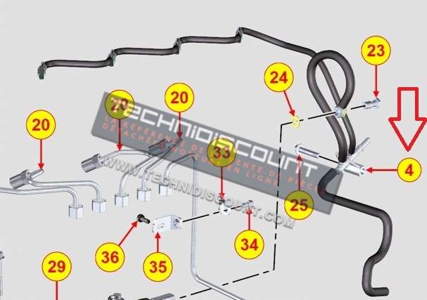 Kit de tuyau retour KDI3404TCR KOHLER ED0035451000-S Moteur KOHLER KDI3404TCR  KDI-TCR3404   KDI-TCN3404  KDI3404TCN   KDI-TCP 3404  KDI3404TCP