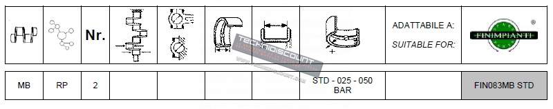 Coussinet Banc / Bague vilebrequin 11LD535-3 ; 11LD625-3 ; 11LD626-3 LOMABRDINI RUGGERNI SP420 - FIN083MB STD FINIMPIANTI