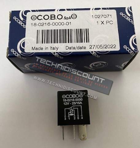 Micro relais avec échange On-on 5 broches 12V-15/25A avec résistance COBO 18-0216-0000 / 18.0216.0000 / 1802160000 / Boite COBO 1027071