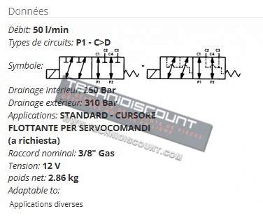 Selecteur eléctrico 6 voies série VS161 Raccord 3/8" Gas Tension 12 V - REXROTH A Bosch Company