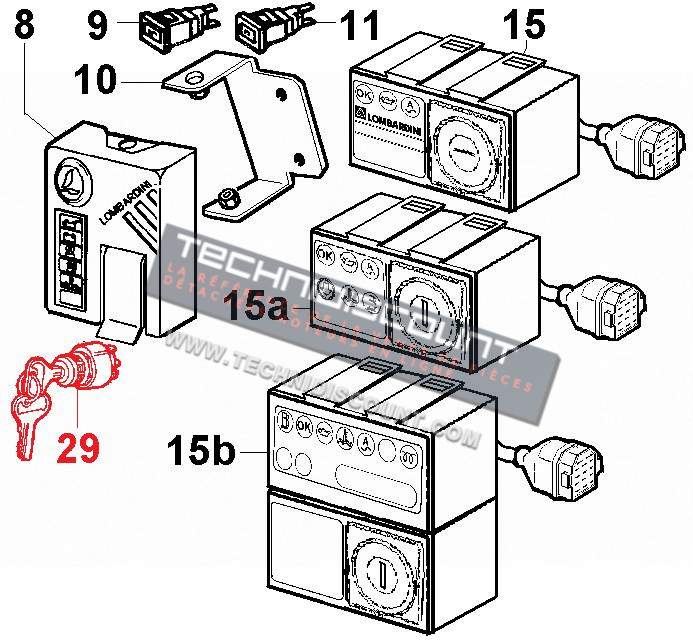 Contacteur à clé démarrage moteur 3 positions (LOMBARDINI 5041020 COBO 14109000) (LOMBARDINI 3LD 5LD 6LD 7LD 8LD 9LD 10LD 11LD 12LD 15LD 25LD SLANZI DVA920 DVA1030 KOHLER KD315 KD350 KD400) 5041020 - 14.109.000.11 COBO ED0050410200-S KOHLER ED00484R0070-S