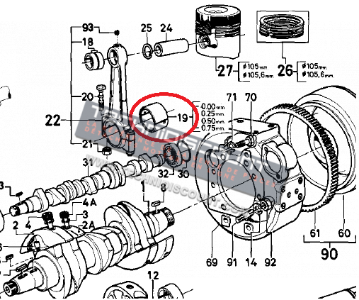 Coussinet bielle VM1051 VM1052 VM1053 VM1054 VM1056 VM Motori - 10300087A Ex. 10300015A