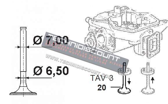 Soupape echappement RUGGERINI MD350 MD351 MD358 / RY100 RY101 RY120 RY121 / MD170 MD170 - 960R059 / 9685173