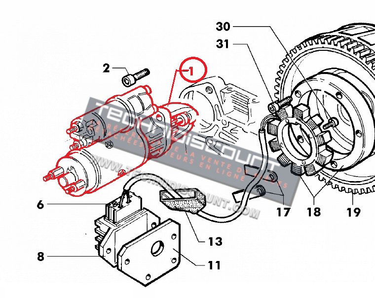 Démarreur LOMBARDINI 563R054 - BOSCH 0001107058