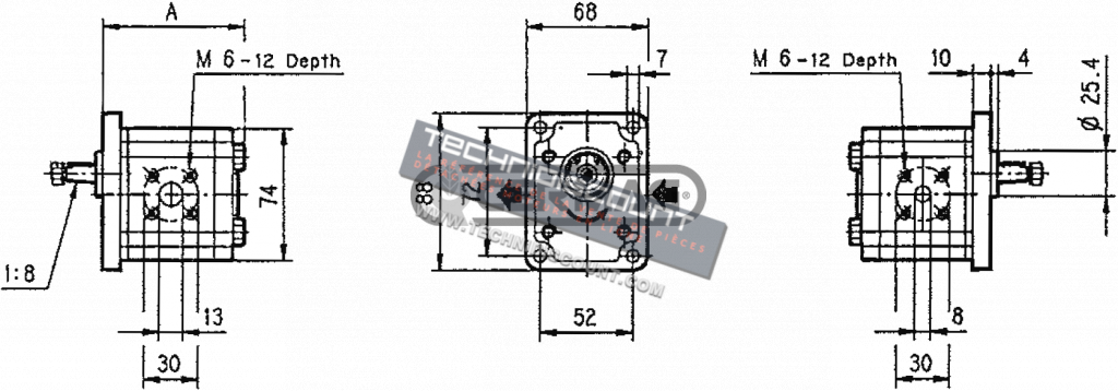 Pompe à engrenages GROUPE 1 - PLP10 Conicité 1:8 Cylindrée 1 cc Rotation Droite CASAPPA