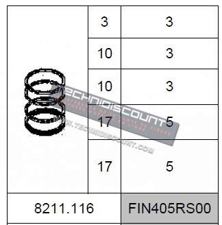 Jeu segments SLANZI DVA650 DVA650T - SLANZI 8211.116 ; 8211116 ; FINIMPIANTI FIN405RS00 ; SS0358 SF-P9016F-0