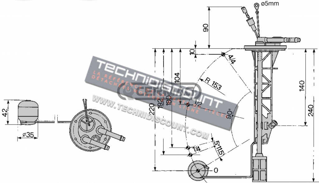 INDICATEUR DE NIVEAU CARBURANT POUR GOLDONI OEM 02050415 GOLDONI TRANSCAR SINCRO AB 40/50/60 ; TRANSCAR NON SINCRONIZZATE