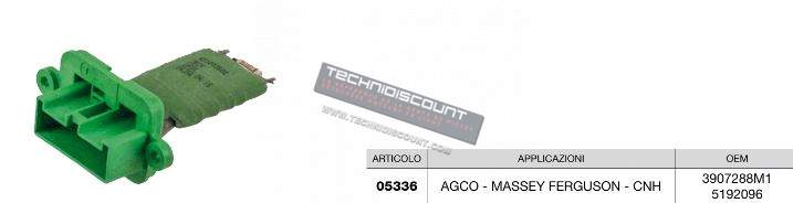 Resistance AGCO / MASSEY FERGUSON / CNH - CERMAG 05336 (OEM 3907288M1 / 5192096) - fabricant A51003000 / 2R2K / 1R0K