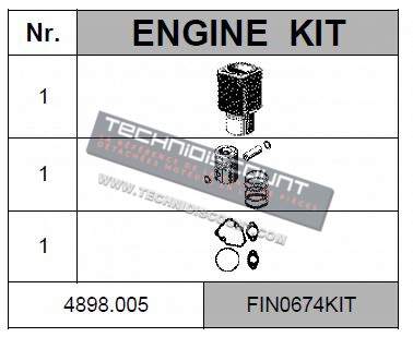 Kit cylindre + piston complet + pochette rodage FIN0674KIT pour moteur LOMBARDINI LDA820 4LD820 (équivalent à 4898005 ED0048980050-S 4898.005 ...)