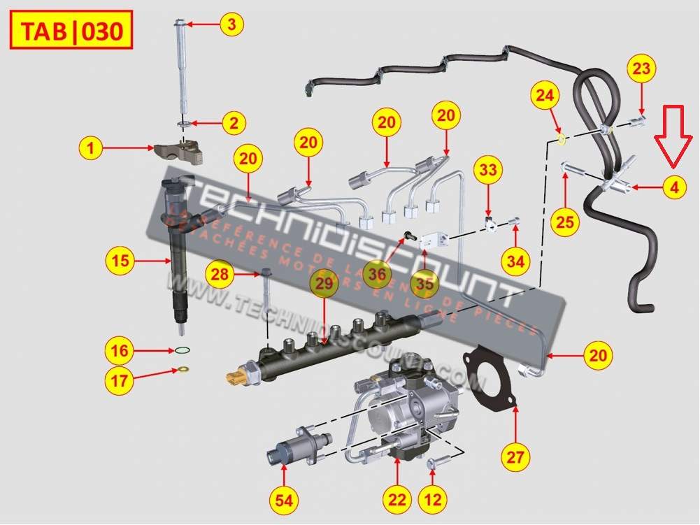 Kit de tuyau retour KDI3404TCR KOHLER ED0035451000-S Moteur KOHLER KDI3404TCR  KDI-TCR3404   KDI-TCN3404  KDI3404TCN   KDI-TCP 3404  KDI3404TCP