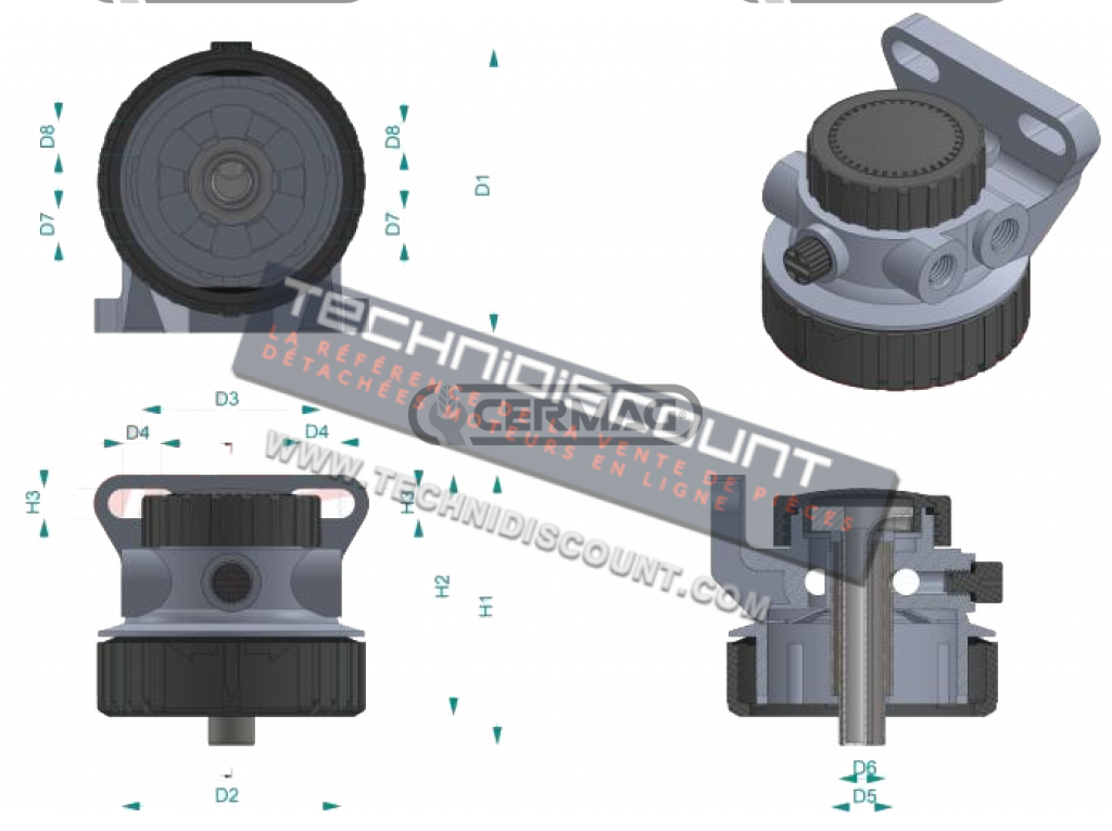Support de filtre gasoil CERMAG 13499 OEM 2.4319.319.0 / 243193190