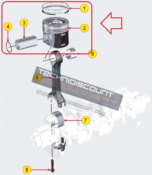 Piston complet KOHLER ED0065025960-S - Moteur KOHLER KDI3404TCR