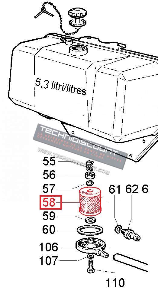 Kit filtre réservoir gasoil Lombardini 3LD, 4LD, 5LD, 9LD, 12LD