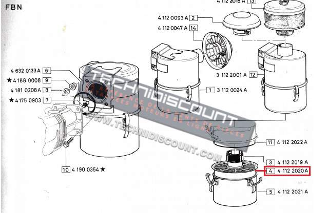 Masse filtrante filtre air bain huile VM41122020A - FBN MF6.01017 (Se monte sur VM31120024A et VM31122001A) SUN 2105 (67A) SUN 3105 (68A) SUN 4105 (69A)