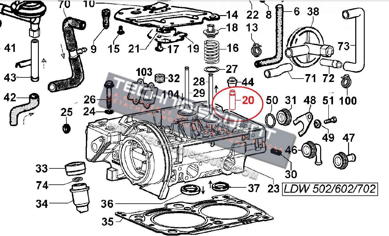 Guide soupape LDW502 LDW602 LDW702 LDW903 LDW1003 LDW1204 LDW1204/T LDW1404 - FOCS LGW523 LGW627 LOMBARDINI 4845200 ED0048452000-S