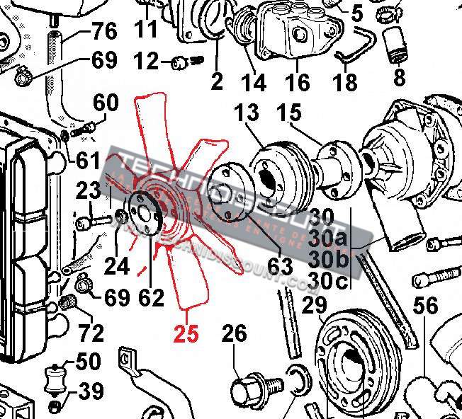 Hélice  LDW903 LDW1003 LDW1204 FOCS LDW1503 LDW1603 LDW2004 CHD LOMBARDINI KDW1003 KDW1404 KOHLER [9718326 - 9718251]