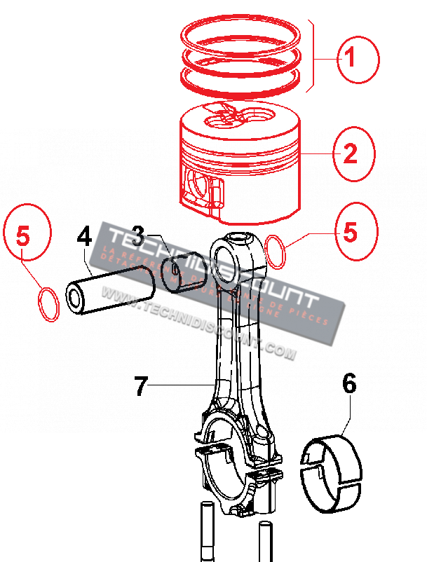 Piston complet LDW702 LDW1003 LDW1404 LOMBARDINI SILEO 1000 SILEO 1400 - FINIMPIANTI FIN028PC00 LOMBARDINI 6501512