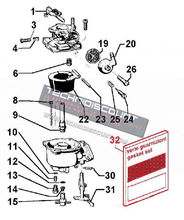 Pochette joints carburateur  DELLORTO FVCA2217 FVCA2419 - IM250 IM300 IM350 LOMBARDINI 8180071 ED0081800710-S