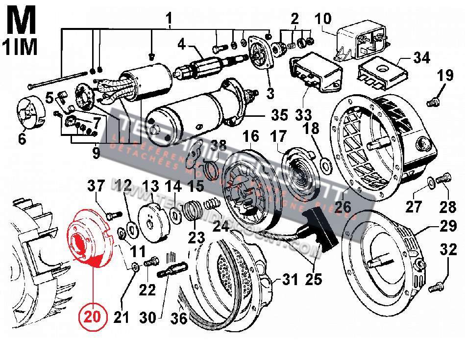 Poulie demarrage IM250 IM300 IM350 IM359 LOMBARDINI ED0069610140-S