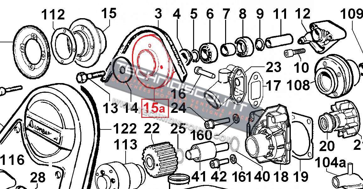 Poulie Alternateur LDW502 LDW602 LDW702 LDW903 LDW1003 LDW1204 LDW1404 FOCS LOMBARDINI (Alternateur type automobile ou tendeur de courroie) 7051165 / ED0070511650-S