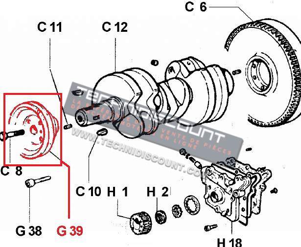 Poulie vilebrequin FOCS LDW502 LDW602 LDW702 LDW903 LOMBARDINI 7051143 KOHLER ED0070511430-S