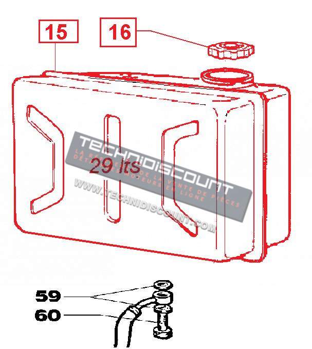 Réservoir 29l - 5LD 9LD 11LD 12LD FOCS CHD LOMBARDINI KOHLER ED0081033080-S