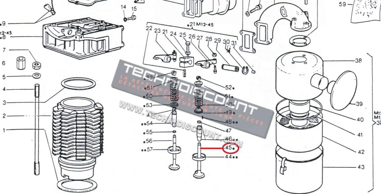 Soupape Admission RP170 RP380 CRD100 CRD100/2 P101 RUGGERINI 960R020 ; ED00960R0200-S ; 960-20 ; 96020 ; 960.20