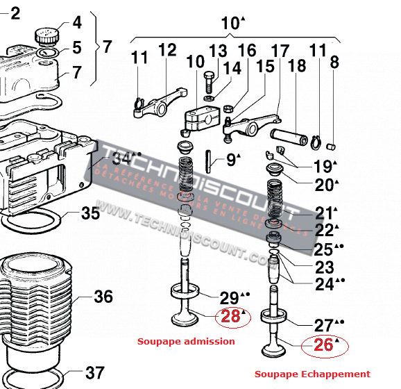 Soupape RD220 RD240 RD270 RD278 RUGGERINI (960R057) [Admission/Echappement]