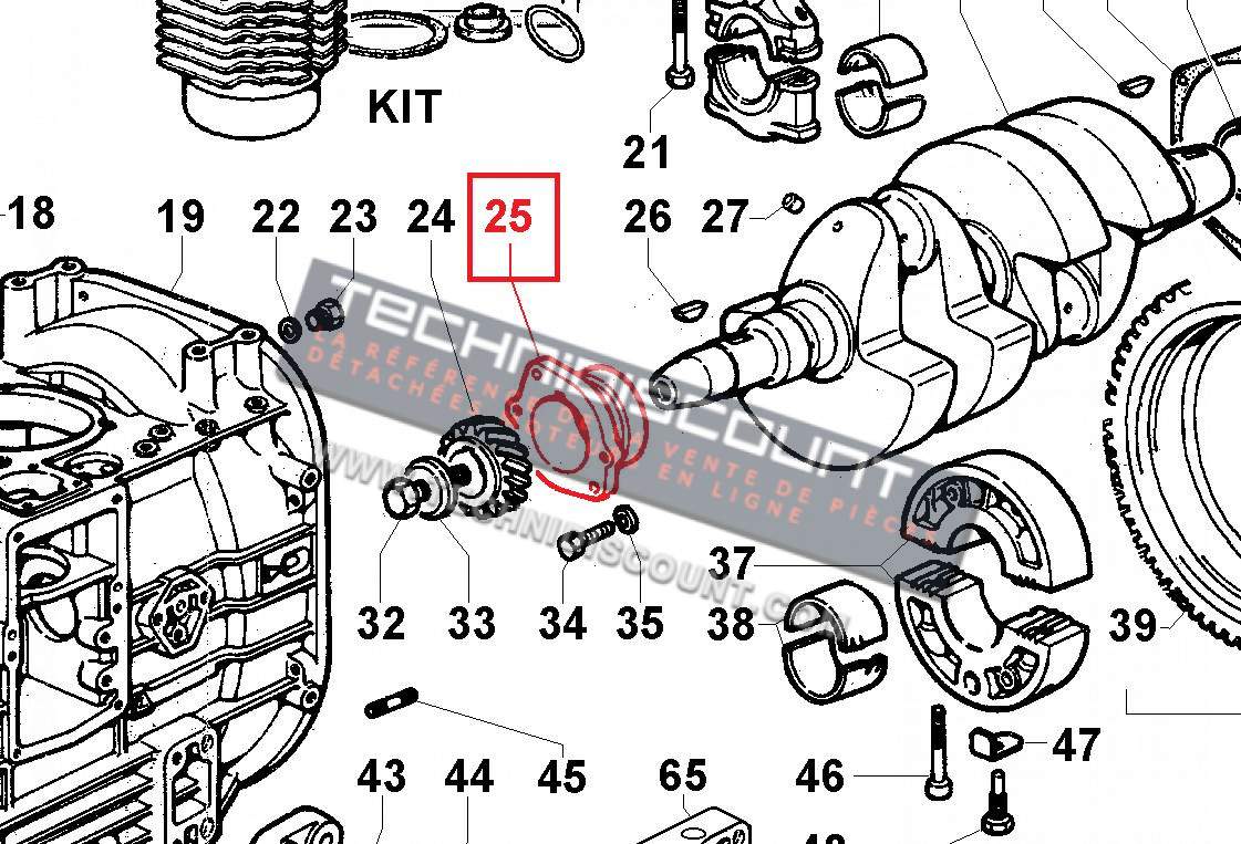 Support vilebrequin 9LD561-2 9LD625-2 9LD626-2 10LD400-2 12LD435-2 12LD475-2 LOMBARDINI (coté distribution) 8675324 - Ex. 8675266