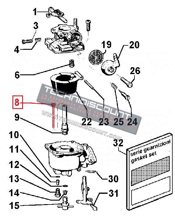 Tube d'émulsion carburateur DELLORTO FVCA2419 - LOMBARDINI IM350 (3588027)