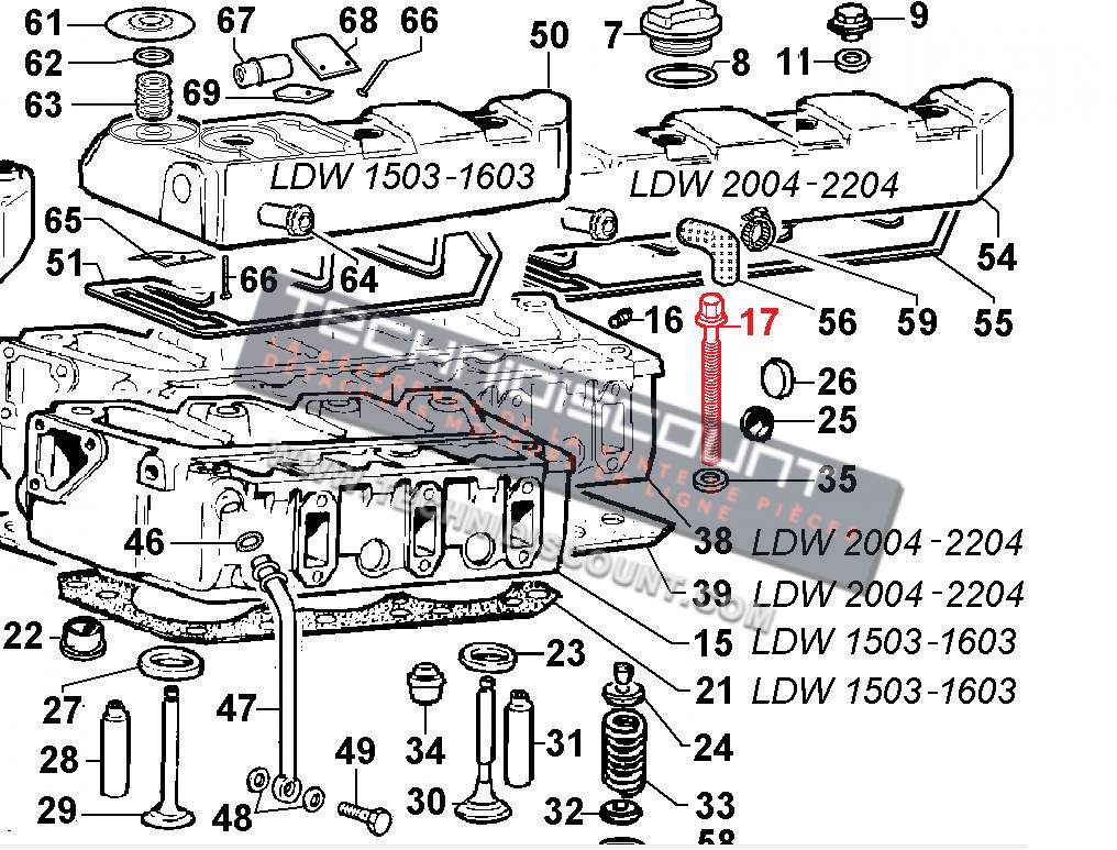 Vis de culasse CHD LDW1503 LDW1603 LDW2004 LDW2204 CHD LOMBARDINI 1862091 / KOHLER ED0018620910-S Modèle R10