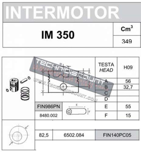 Piston +0.50mm 82,50mm IM350 LOMBARDINI FIN140PC05 FINIMPIANTI OEM 6502084