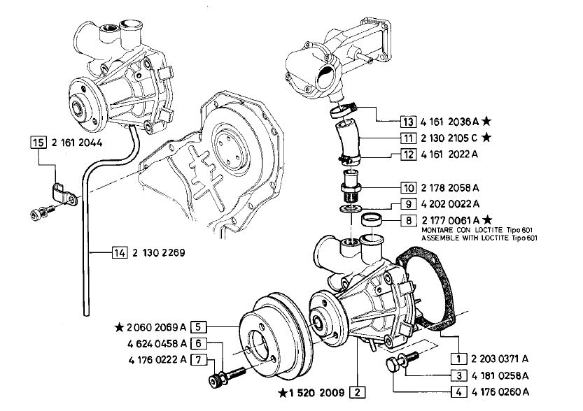 Water pump vm15202009 / vm motori hr394 hp hr394 npt hr494 h