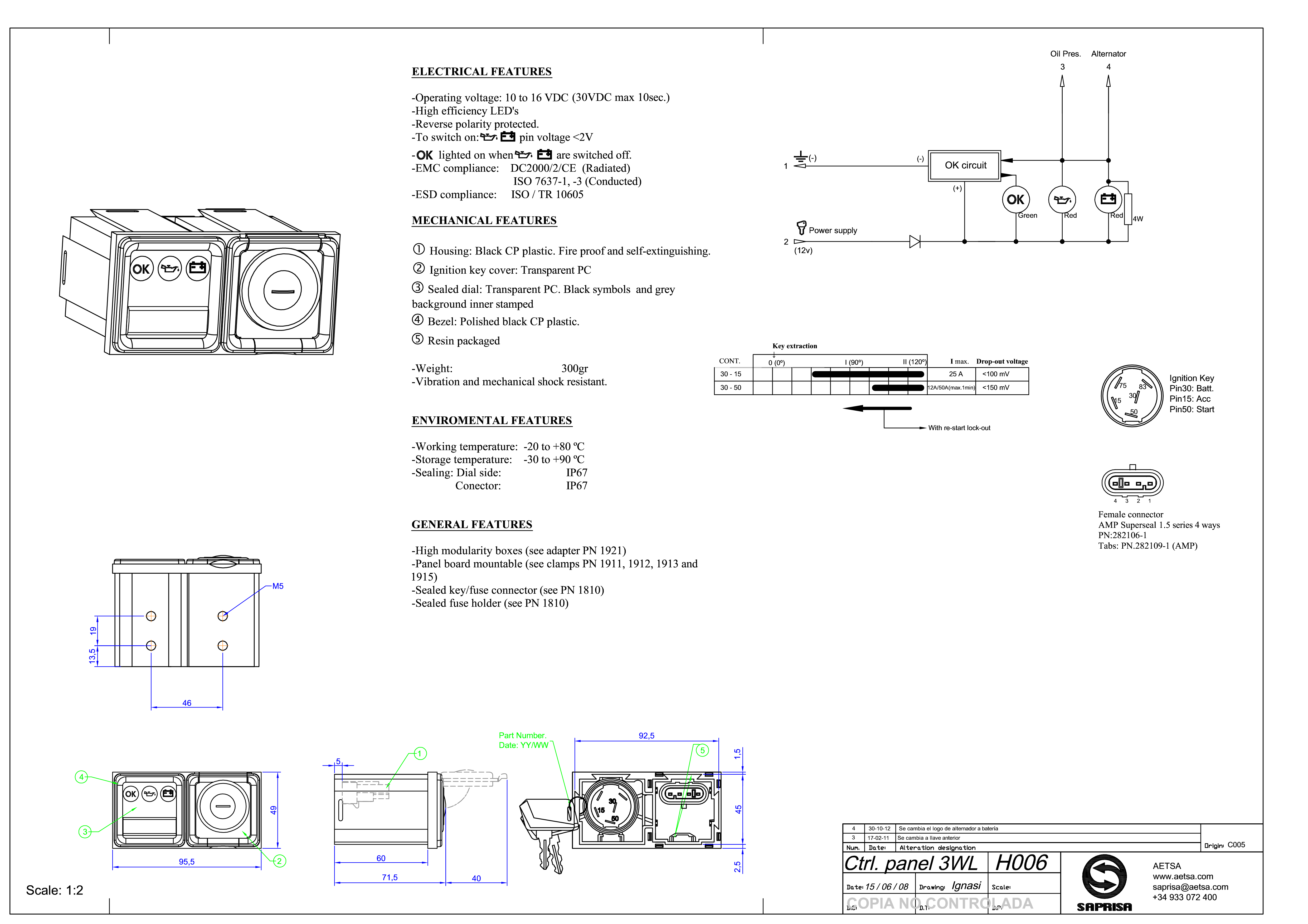 Control panel lombardini ed0072454830s / 7245483 saprisa h006