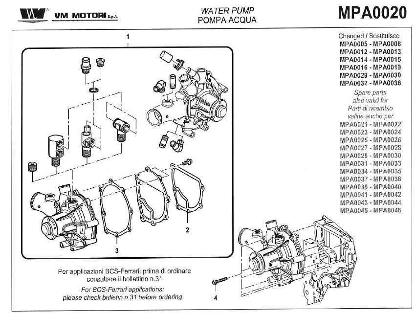 Water pump vm77b 24c vm motori 15202107