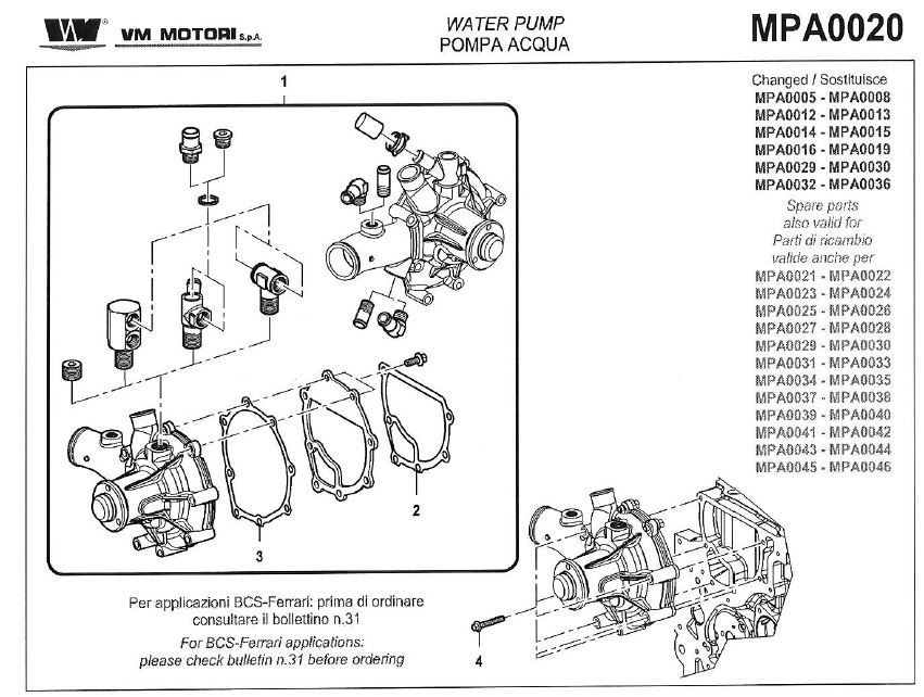 Water pump vm77b 24c vm motori 15202107